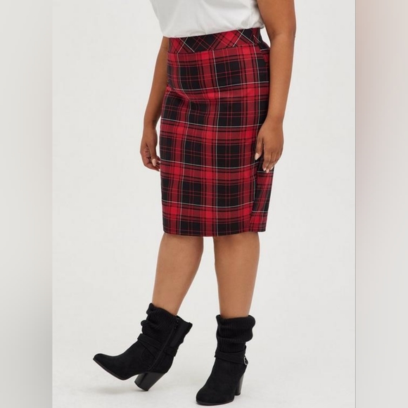 Pointe Plaid Pencil Skirt Midi Studio Luxe - Picture 3 of 6